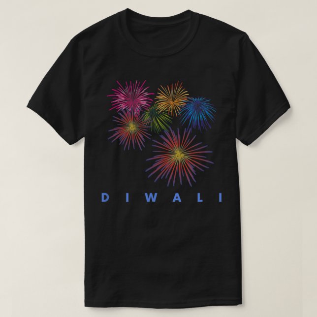 Happy Diwali Hindu Festival Moon and Stars T-Shirt (Design vorne)