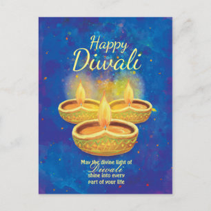 Happy Diwali illuminating candles greeting Postkarte