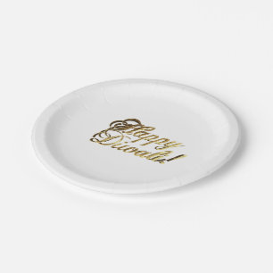 Happy Diwali Imitats Gold Foil Typografie Elegante Pappteller