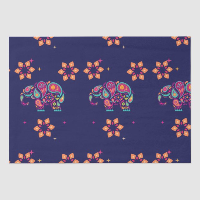 HAPPY DIWALI INDIA INDIAN ELEPHANT MANDALA SEIDENPAPIER (Vorderseite)
