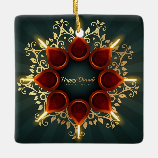 Happy Diwali Keramik Ornament (Vorderseite)