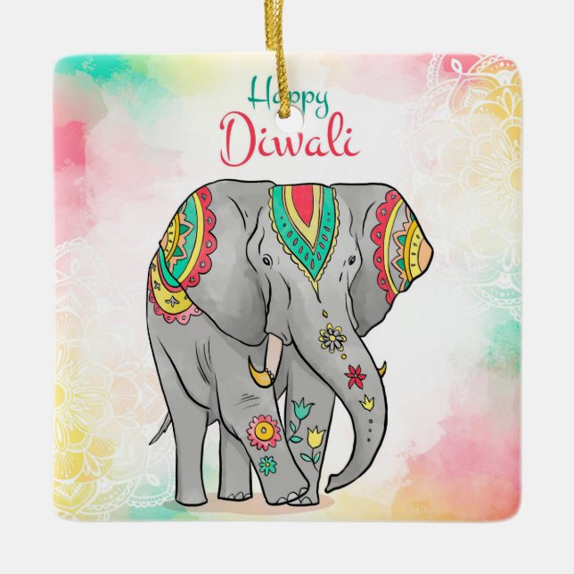Happy Diwali Keramik Ornament (Vorderseite)