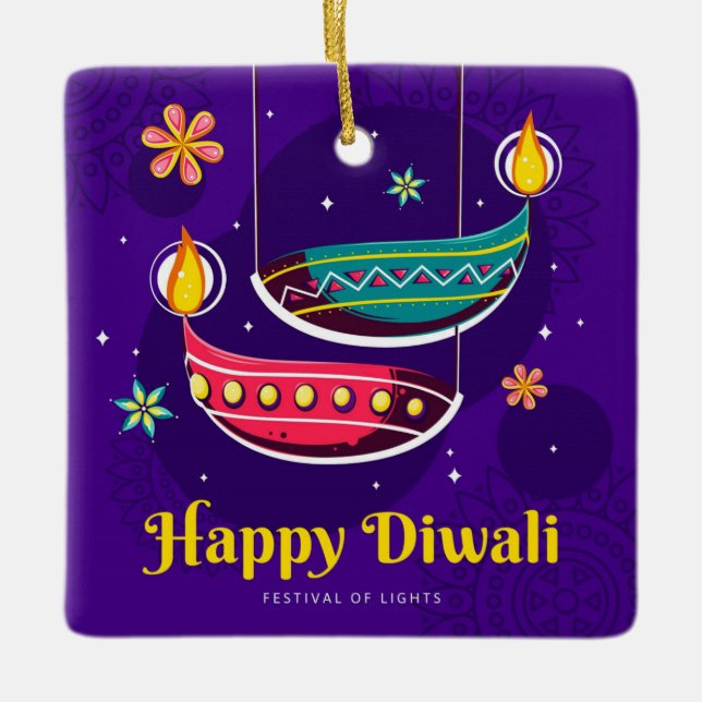 Happy Diwali Keramikornament (Vorderseite)