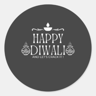 Happy Diwali Lassen Sie uns es 2024 abbilden Runder Aufkleber