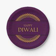 Happy Diwali Lila Gold Elegant 7"