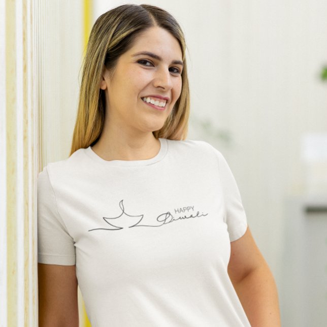 Happy Diwali minimalistisch ein Linienschiff T-Shirt (Von Creator hochgeladen)