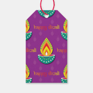 Happy Diwali mit Diya-Lampen, Sondertext2 Geschenkanhänger