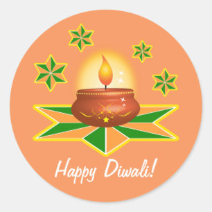 Happy Diwali mit Lantern Runder Aufkleber
