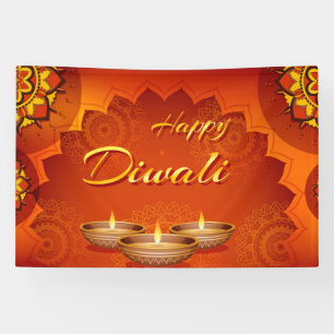 Happy Diwali mit Rangoli und Diya Banner