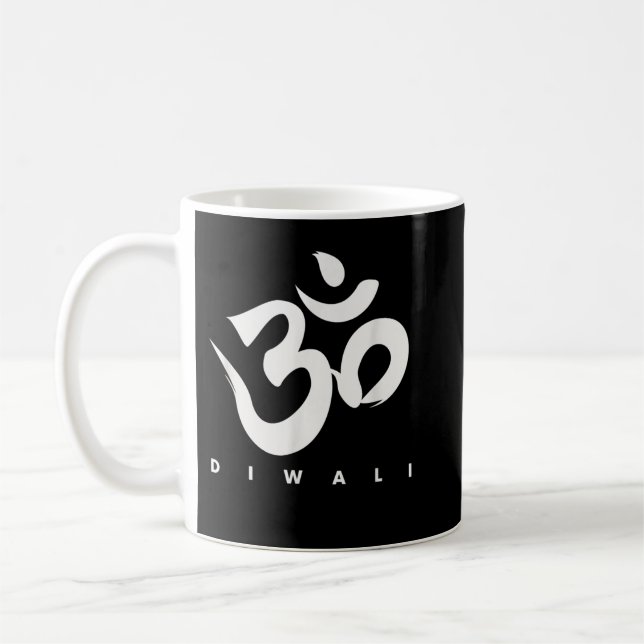 Happy Diwali OM Hindu Festival der Lichter Geschen Kaffeetasse (Links)