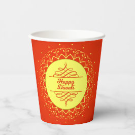 Happy Diwali Orange Cream Mandala Modern Pappbecher