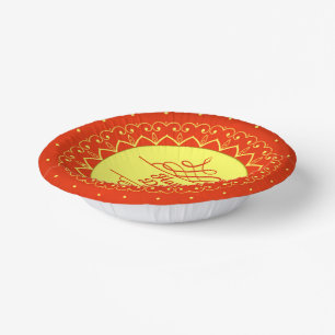 Happy Diwali Orange Cream Mandala Modern Pappteller