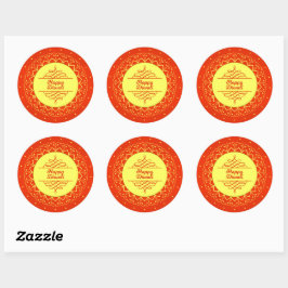 Happy Diwali Orange Cream Mandala Modern Runder Aufkleber