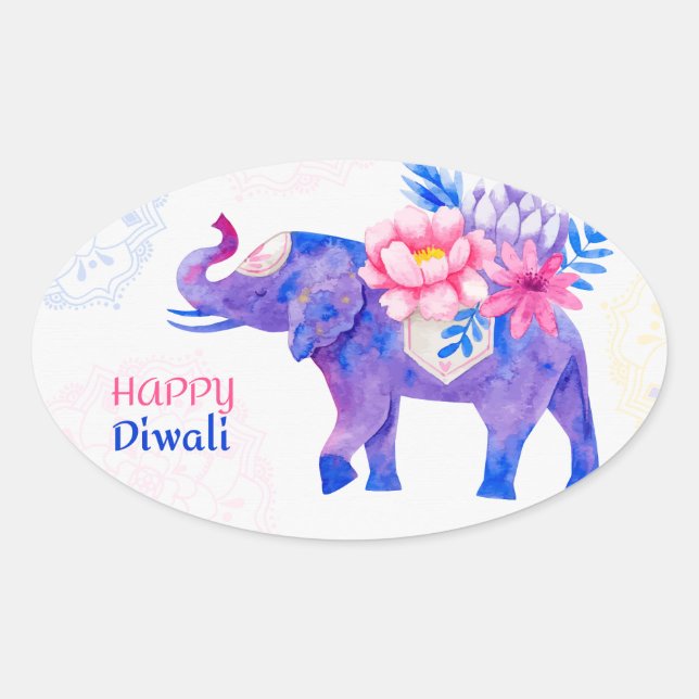 Happy Diwali Ovaler Aufkleber (Vorderseite)