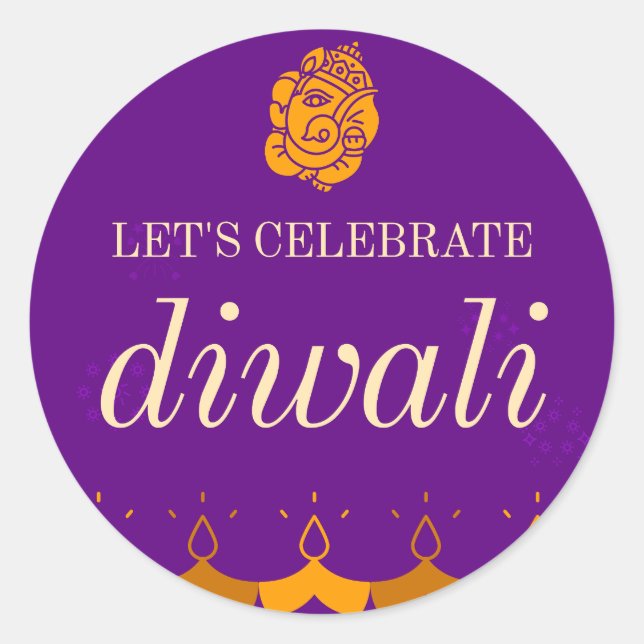 HAPPY DIWALI PARTY RUNDER AUFKLEBER (Vorderseite)