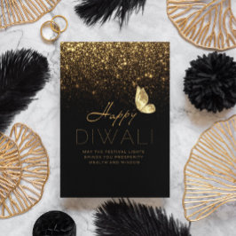 Happy Diwali personalisierbare luxuriöse Schwarz u Feiertagskarte