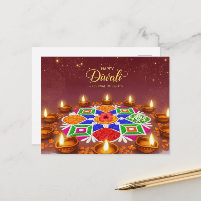Happy Diwali Postkarte (Vorderseite/Rückseite Beispiel)