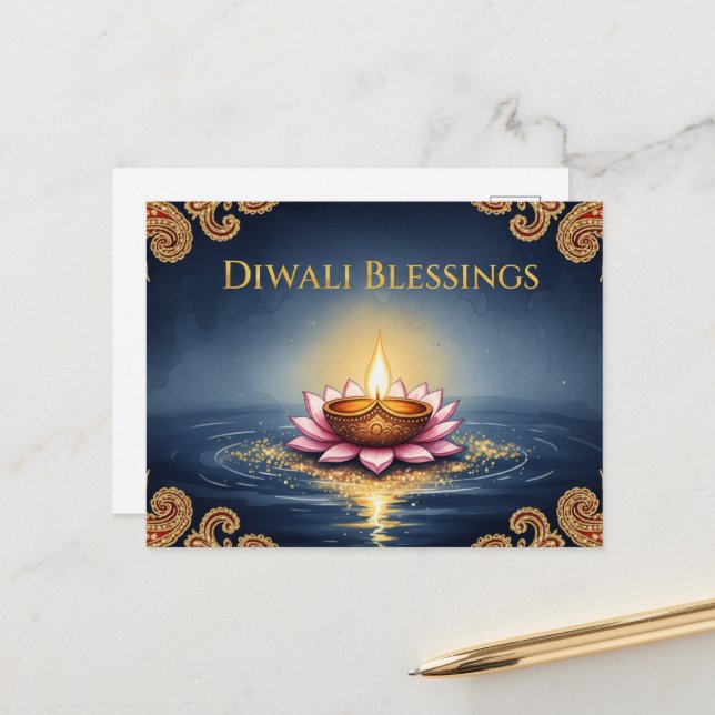 Happy Diwali Postkarte (Vorderseite/Rückseite Beispiel)