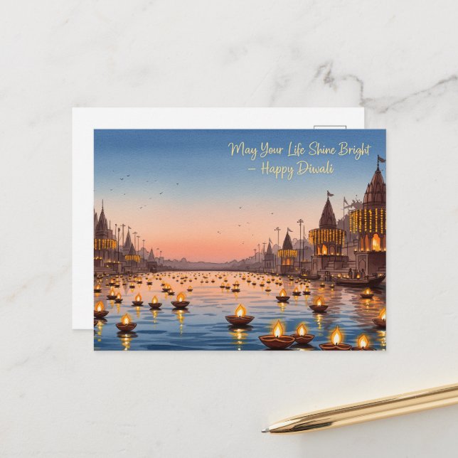 Happy Diwali Postkarte (Vorderseite/Rückseite Beispiel)