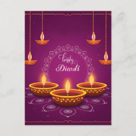Happy Diwali Rangoli Lila Festival des Lichts Feiertagspostkarte