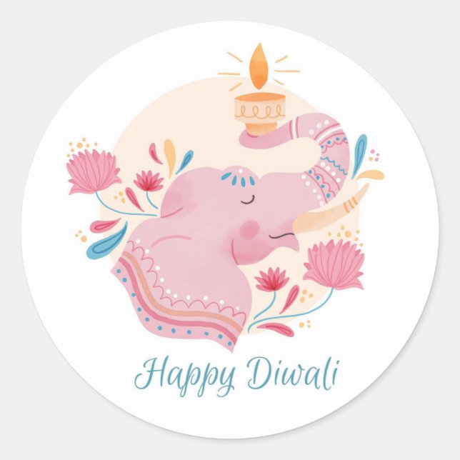 Happy Diwali Runder Aufkleber (Vorderseite)