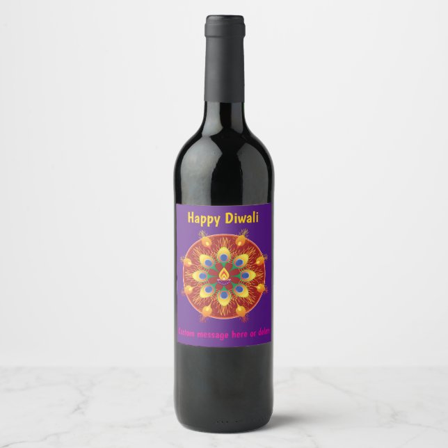 Happy Diwali, Sondertexte, lila / Maroon Weinetikett (Vorderseite)