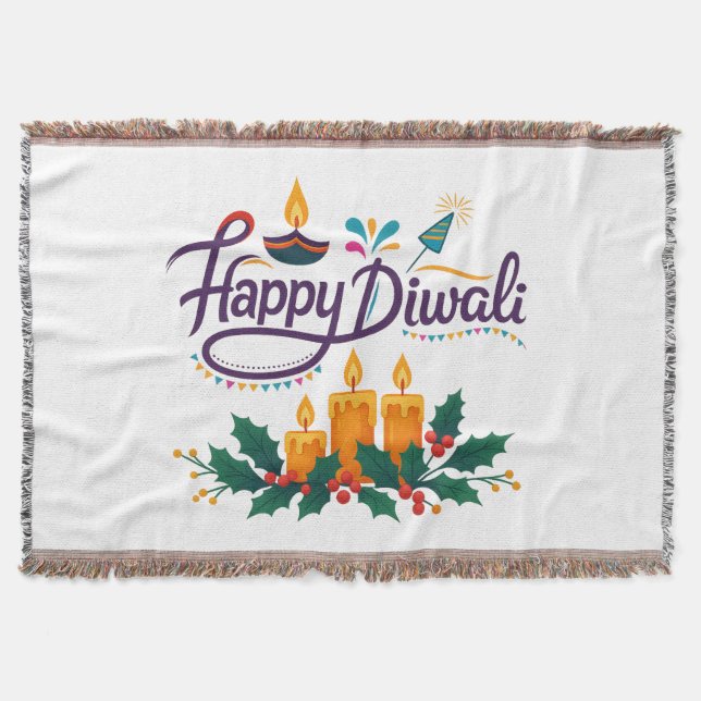 Happy Diwali Throw Blanket Decke (Vorderseite)