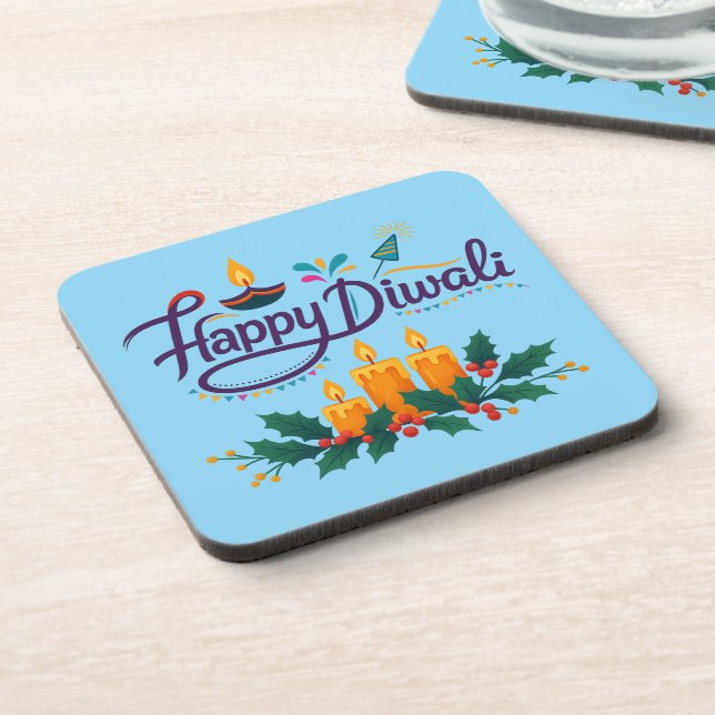 Happy Diwali Untersetzer Set 6 Stk (Linke Seite)