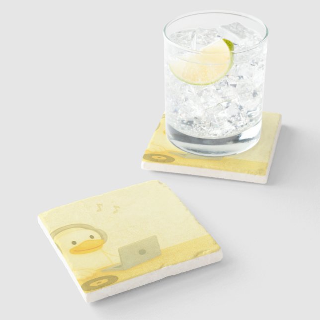 Happy DJ Steinuntersetzer (Seitenansicht)