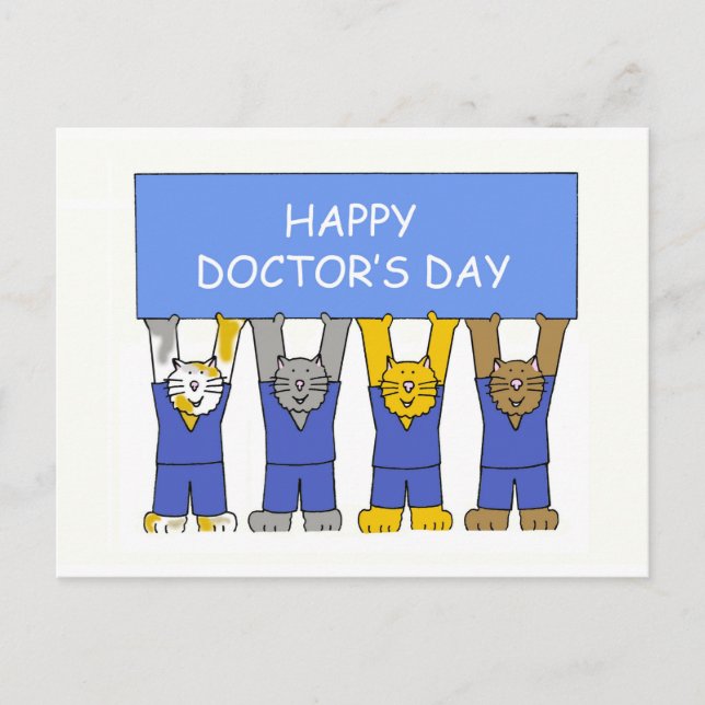 Happy Doctor's Day Cartoon Katzen Postkarte (Vorderseite)
