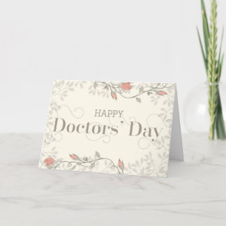 Happy Doctors' Day - Wirbler Text und Blume Creme Dankeskarte