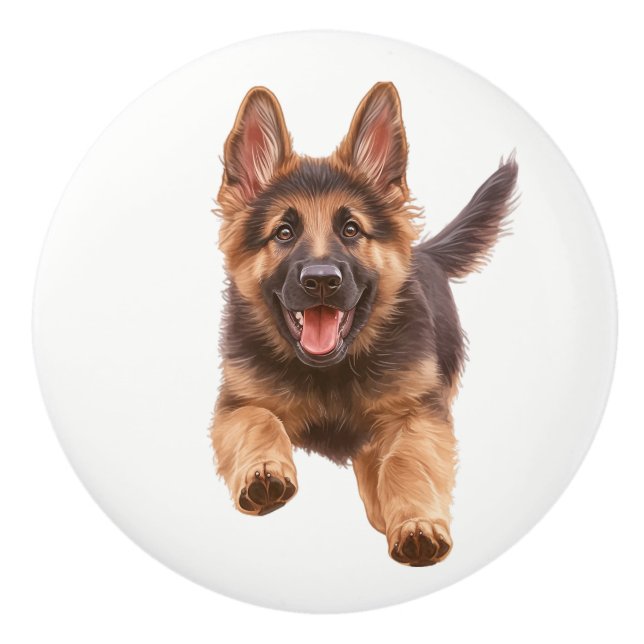Happy Dog #4 Keramik Pull Keramikknauf (Vorderseite)