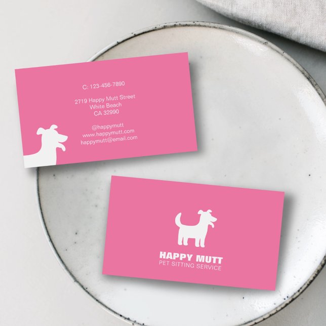 Happy Dog Logo Pet Sitzen Service Pflegepinke Visitenkarte (Von Creator hochgeladen)