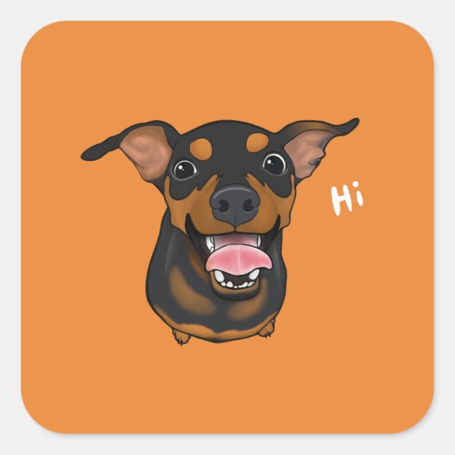 Happy Dog Min Button Miniatur Pinscher Sticker (Vorderseite)
