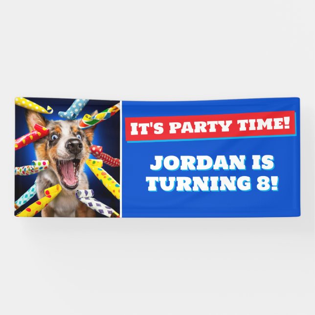 Happy Dog Party Blowers Banner (Horizontal)