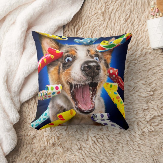 Happy Dog Party Blowers Kissen (Decke)