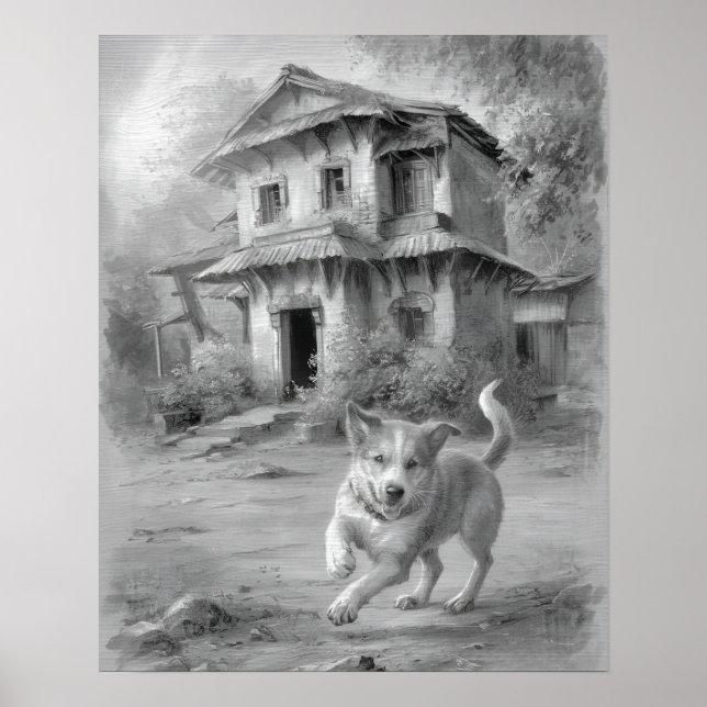 Happy Dog Sketch Art Poster (Vorne)