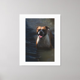 Happy Dog Swimming Leinwanddruck
