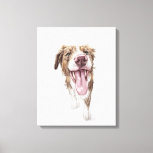 Happy Dog Watercolor Portrait Leinwanddruck