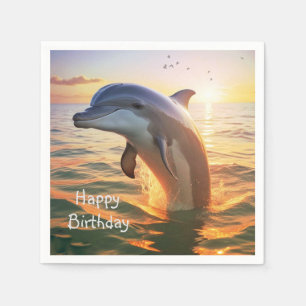 Happy Dolphin Birthday Serviette