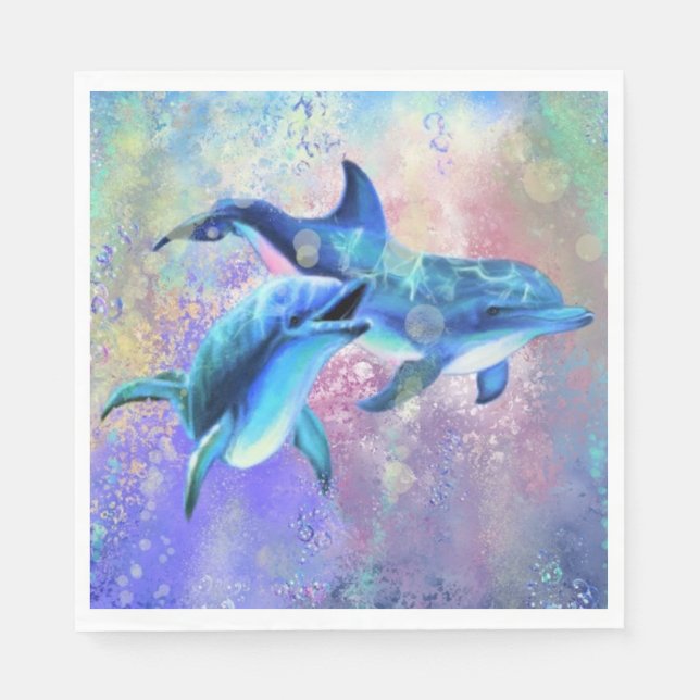 Happy Dolphin Couple Napkins - Familie Serviette (Vorderseite)