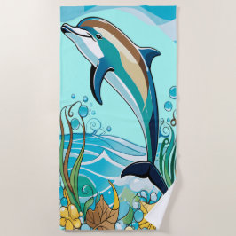 Happy Dolphin Jumping aus dem tropischen Meer Strandtuch