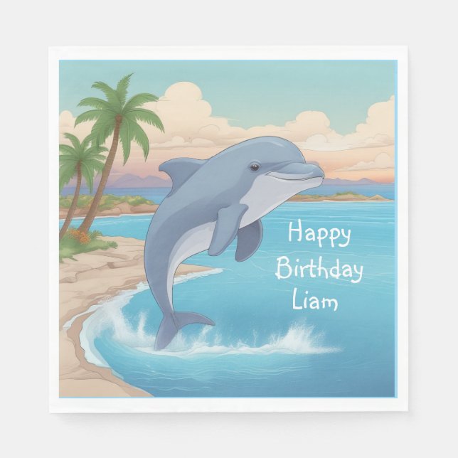 Happy Dolphin Napkins Serviette (Vorderseite)