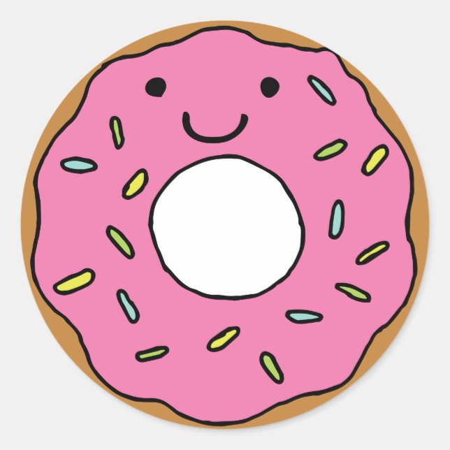 Happy Donut Grafik farbenfroh Rosa Donut Clipart Runder Aufkleber (Vorderseite)