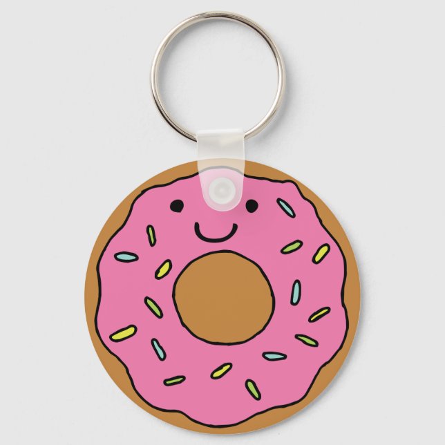Happy Donut Grafik farbenfroh Rosa Donut Clipart Schlüsselanhänger (Vorderseite)