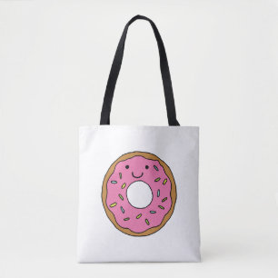 Happy Donut Grafik farbenfroh Rosa Donut Clipart Tasche