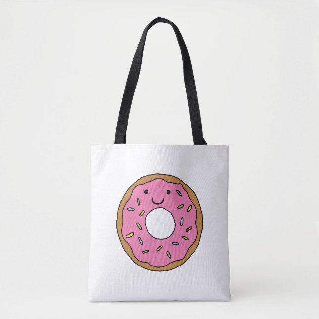 Happy Donut Grafik farbenfroh Rosa Donut Clipart Tasche (Vorderseite)