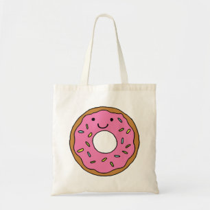 Happy Donut Grafik farbenfroh Rosa Donut Clipart Tragetasche