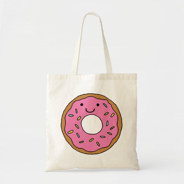 Happy Donut Grafik farbenfroh Rosa Donut Clipart Tragetasche (Vorne)