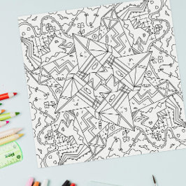 Happy Doodles: Origami Dinosaur Land Coloring Page Poster